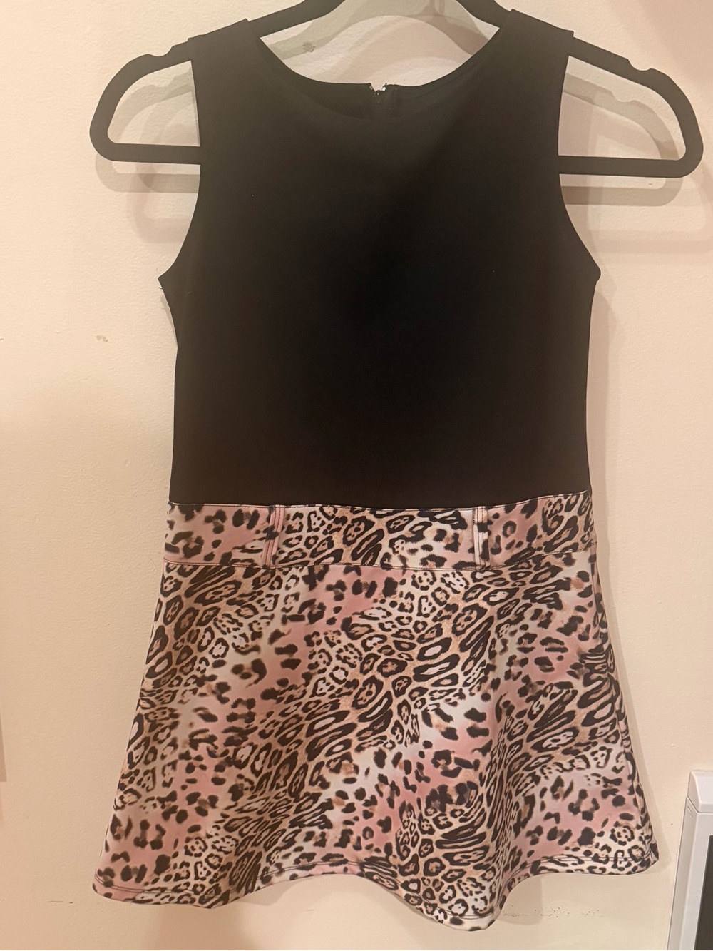 Bonnie Jean Black Top with Pink Leopard Skirt